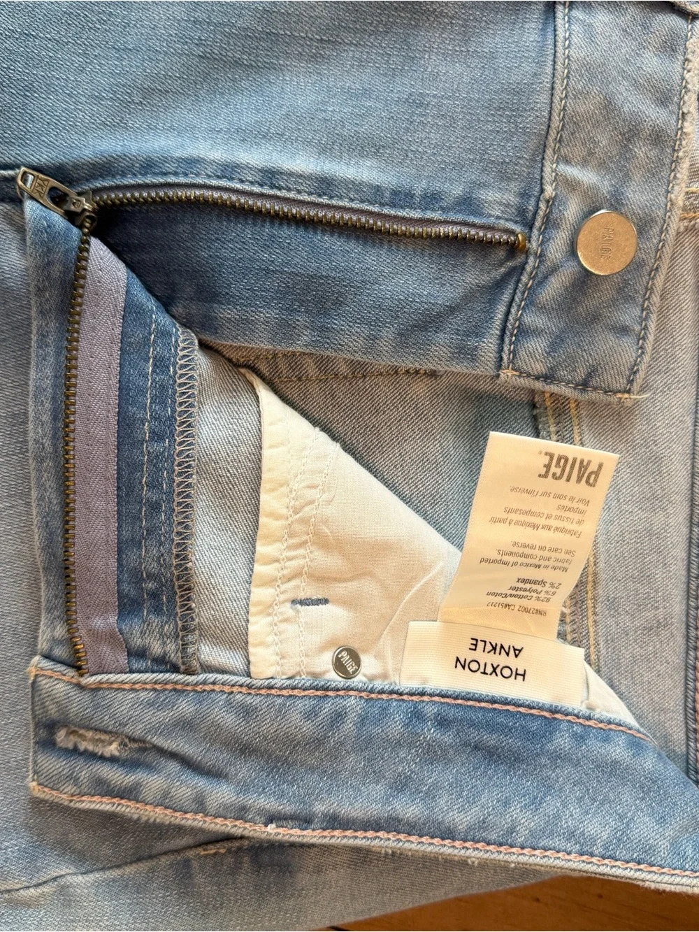 Paige Hoxton Ankle Jeans Womens 28 Blue White Wash Mid Rise Stretch Denim NWT